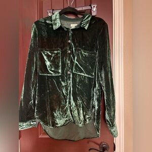 Pilcro Green Velvet Blouse